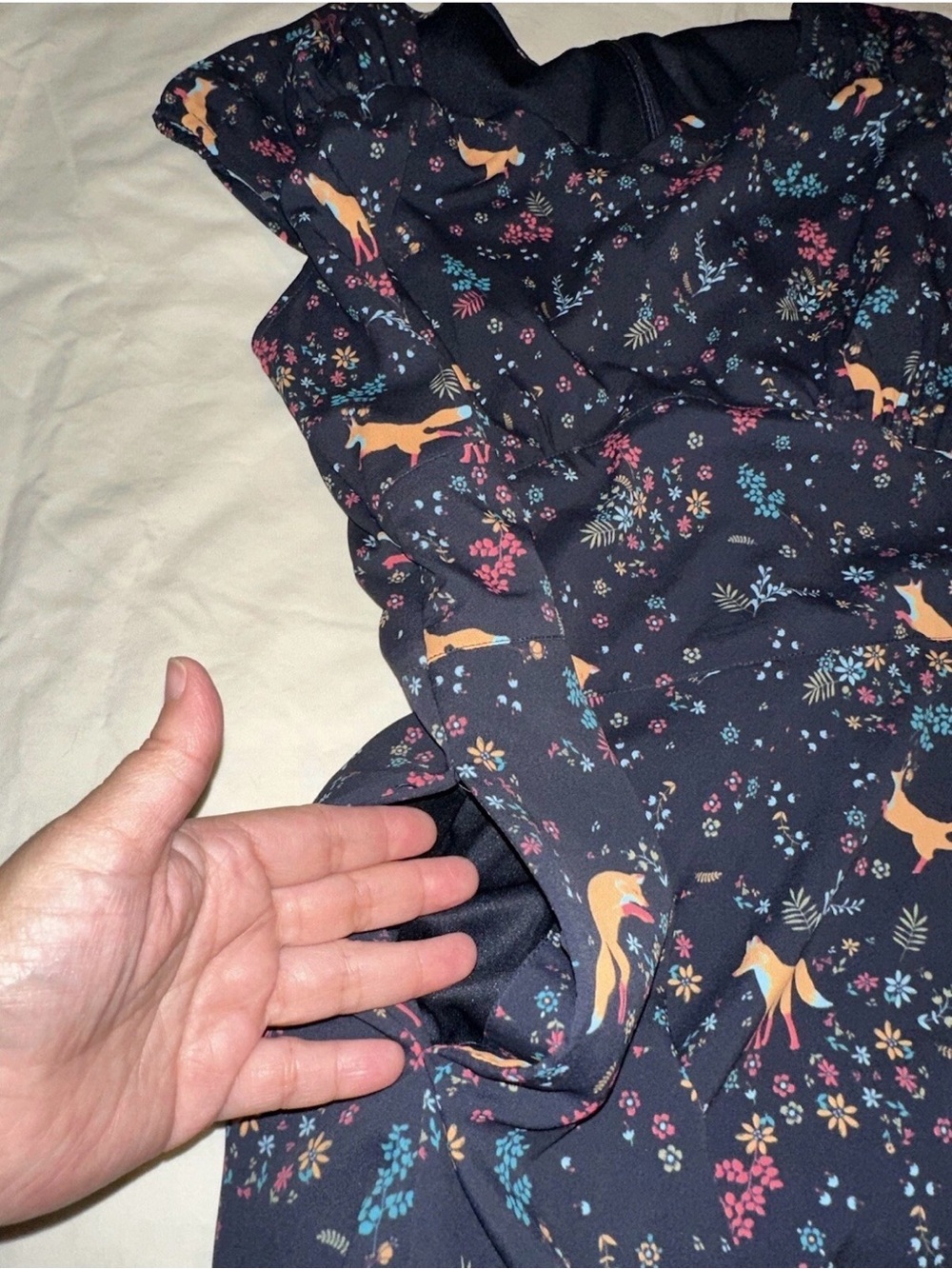 eshakti Navy Dress with Orange Fox & Floral Print - Picture 13 of 13